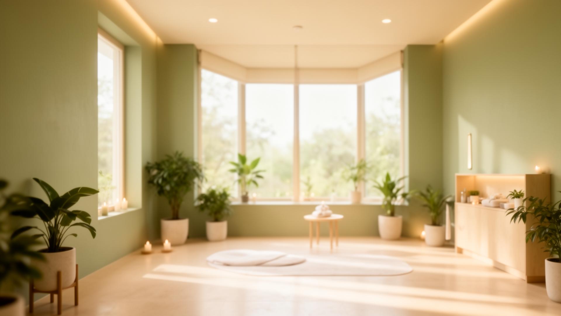 Calm wellness studio with soft natural light